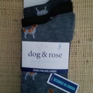New Men's "Dog & Rose" 3-pair Of Socks